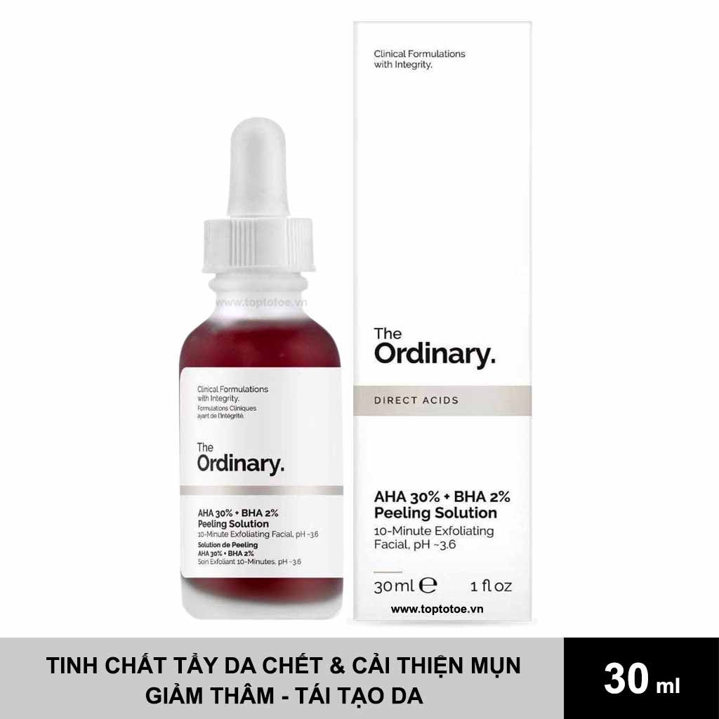 Serum Tẩy Tế Bào Chết, Cải Thiện Mụn, Vết Thâm Tái Tạo Da The Ordinary AHA 30% BHA 2% Peeling Solution 30ml