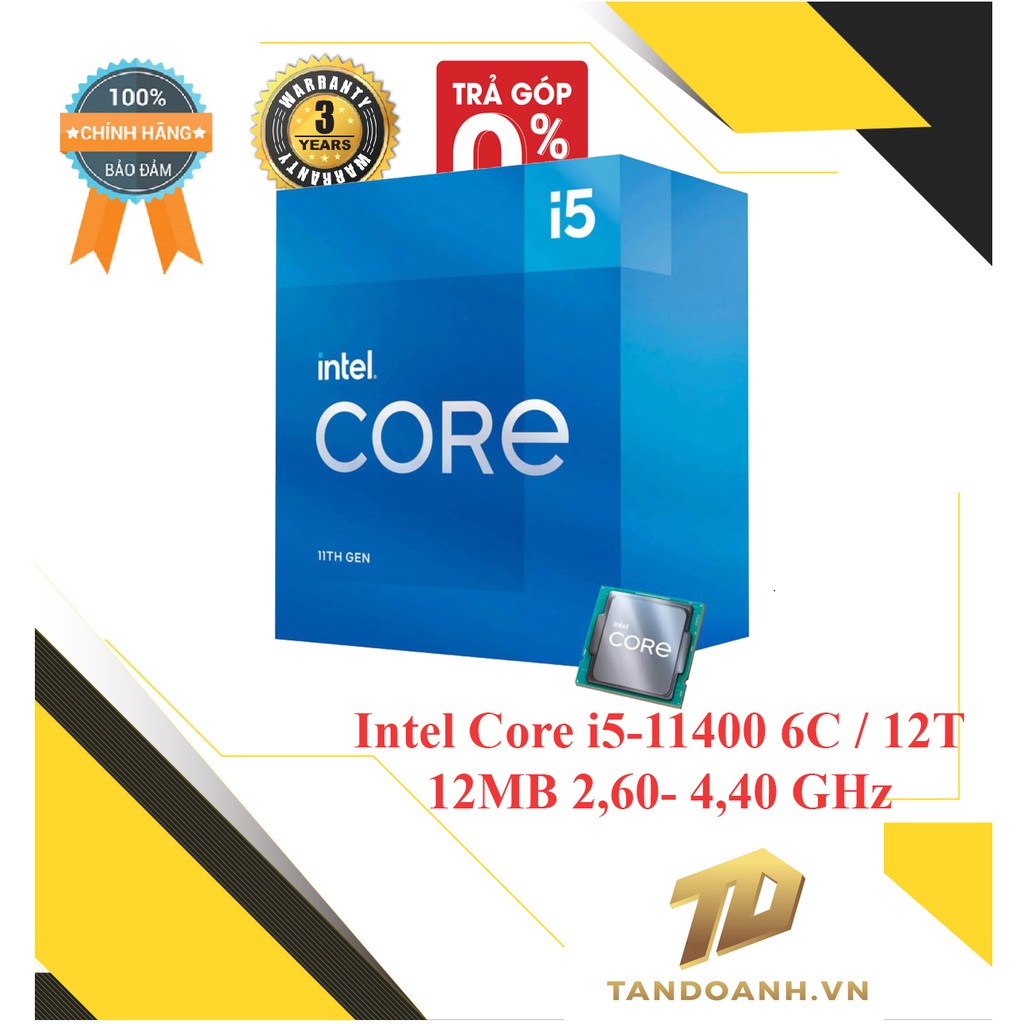 Bộ vi xử lý Intel Core i5-11400 6C/12T 12MB Cache 2.60 GHz Upto 4.40 GHz - Tích hợp UHD Graphic 750