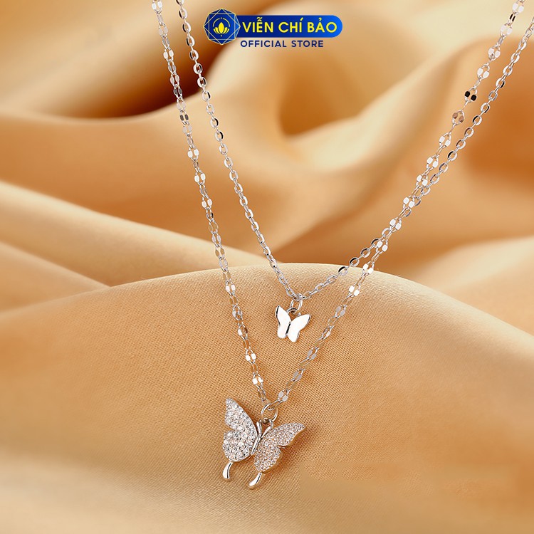 Dây chuyền bạc nữ Cánh bướm Butterfly hai tầng bạc 925 thời trang phụ kiện trang sức Viễn Chí Bảo D400882