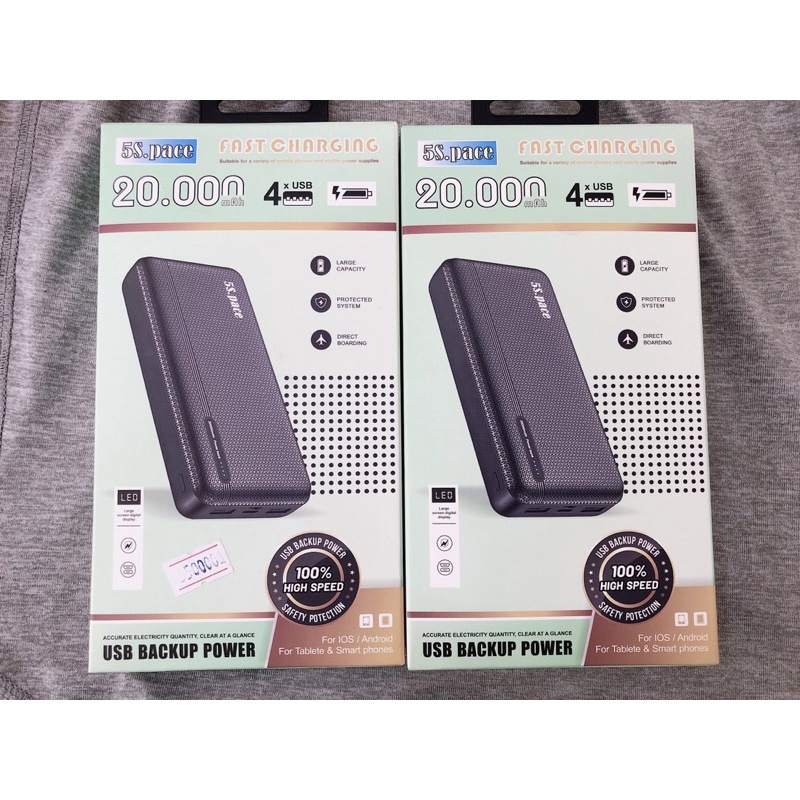 Sạc dự phòng sạc nhanh 20000mAh 5S Pace, Sạc nhanh 20W Type-C in/out - Bảo hành 12 tháng