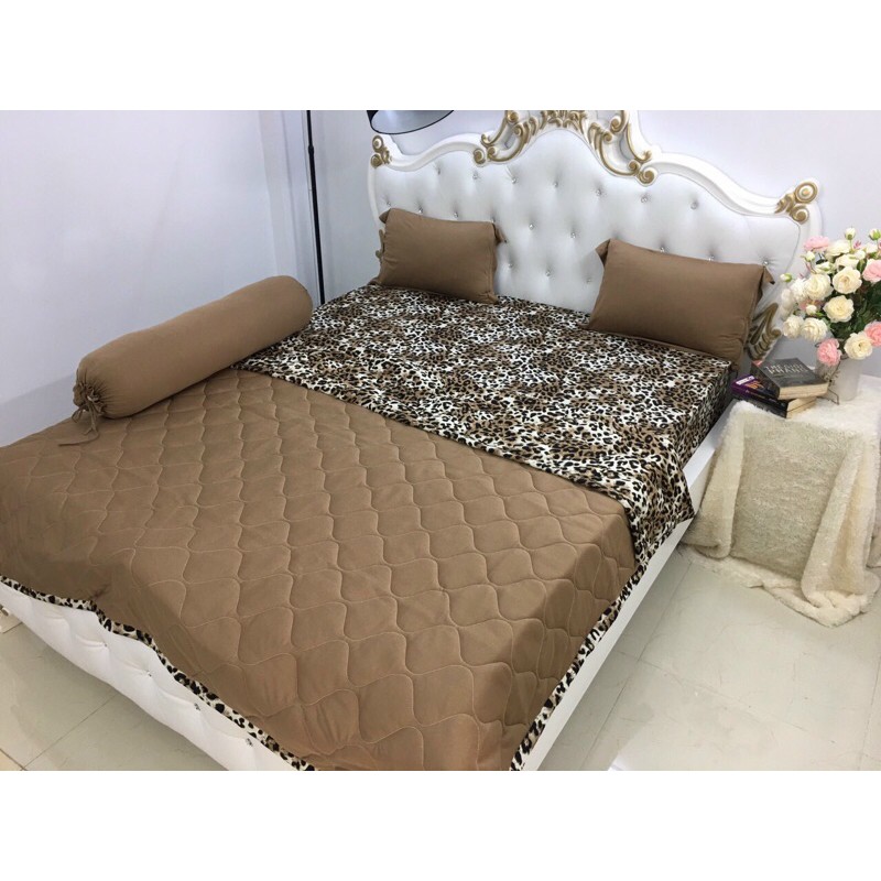 Bộ drap thun❤️FREESHIP❤️ga thun lạnh Hàn Quốc mẫu da báo(1 ga, 3 vỏ gối) | BigBuy360 - bigbuy360.vn