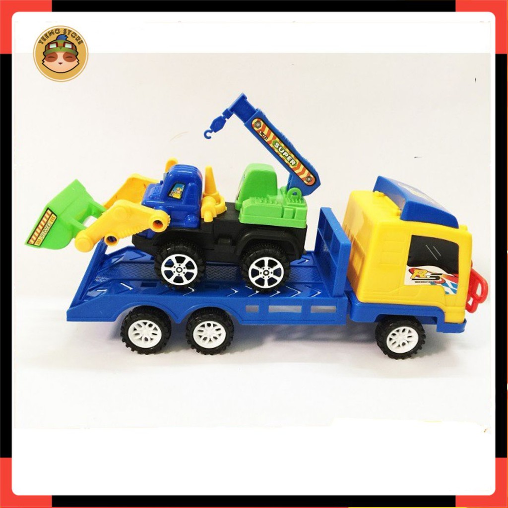 ĐỒ CHƠI XE TẢI TRUCK CHỞ MÁY XÚC THI CÔNG CÔNG TRÌNH - Teemostores