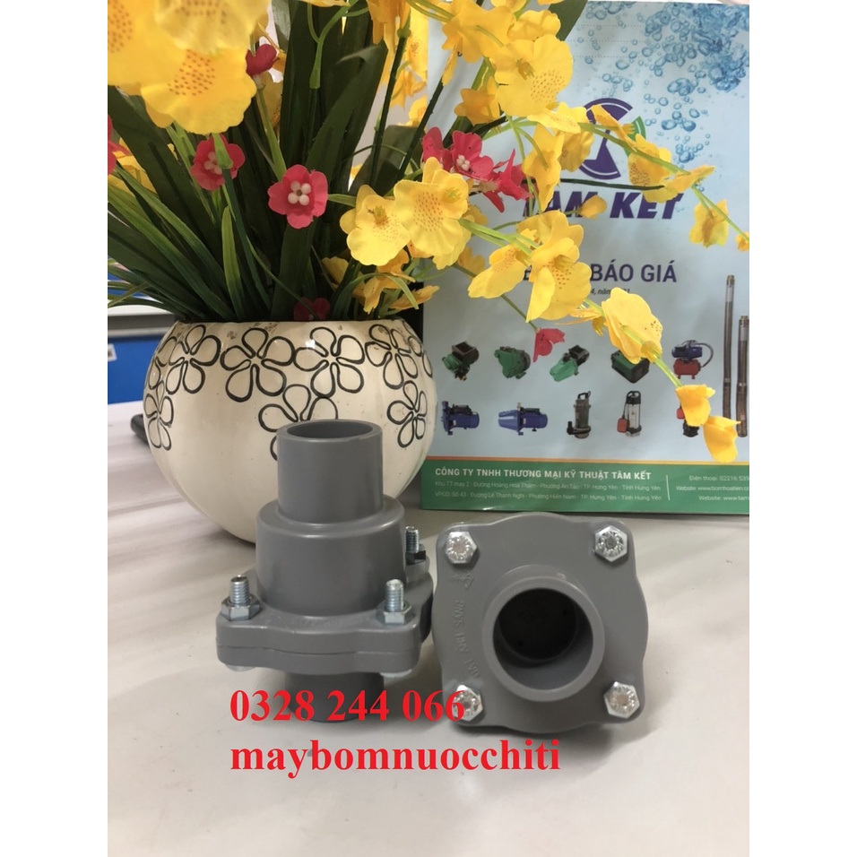 Van 1 chiều lá lật, 4 đinh nhựa Ánh Sáng, chõ trên cỡ ống Đk 21-27-34-42-48mm