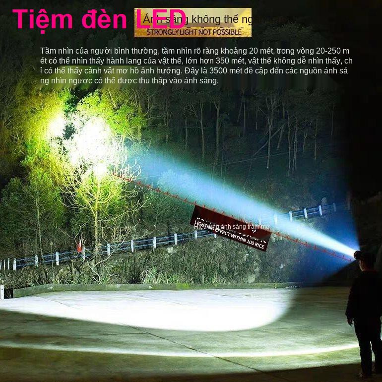 Đèn pha LED ánh sáng mạnh pin gắn đầu siêu ngoài trời trong nhà sạc tầm xa câu cá đêm nhỏ Xenon Miner s