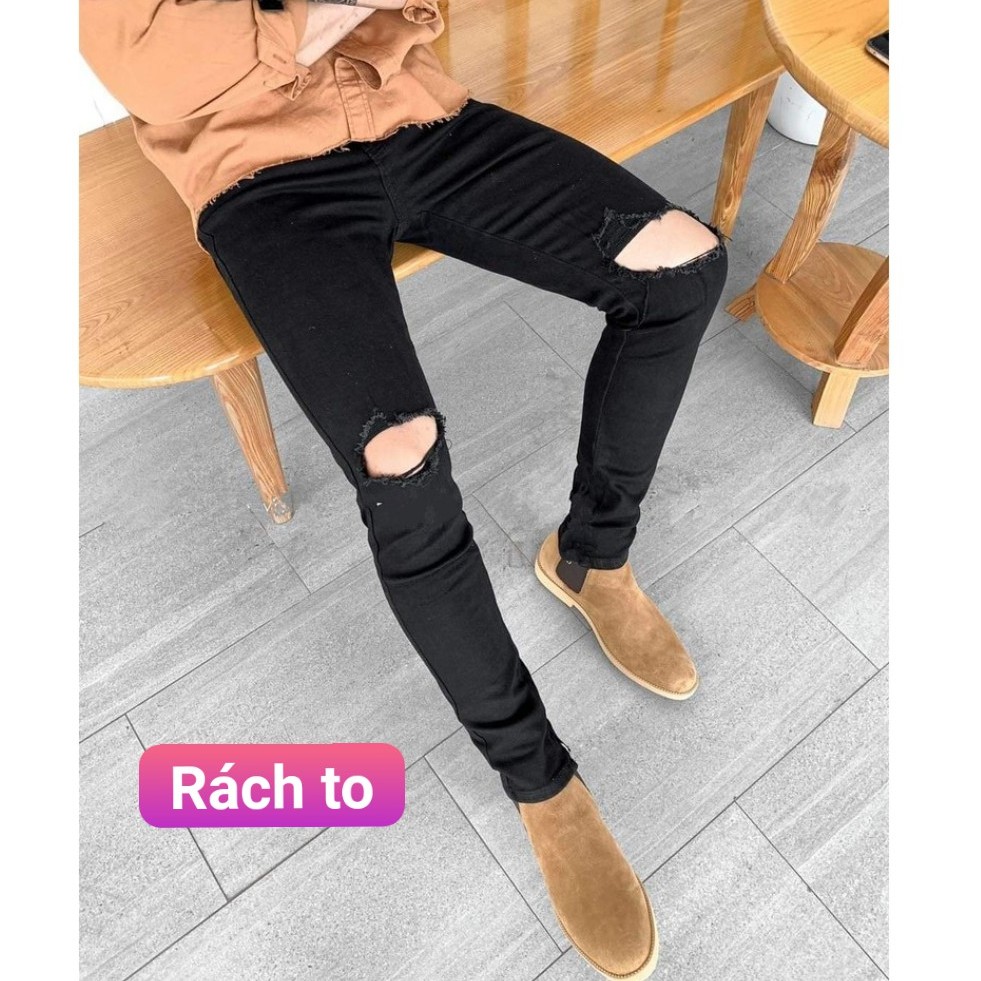 Quần Jean Nam Rách Gối Đơn Giản Năng Động