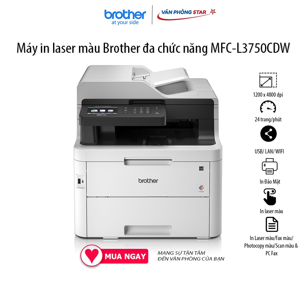 Máy in laser màu Brother đa chức năng MFC-L3750CDW ( In Laser màu/Fax màu/Photocopy màu/Scan màu) tại vanphongstar