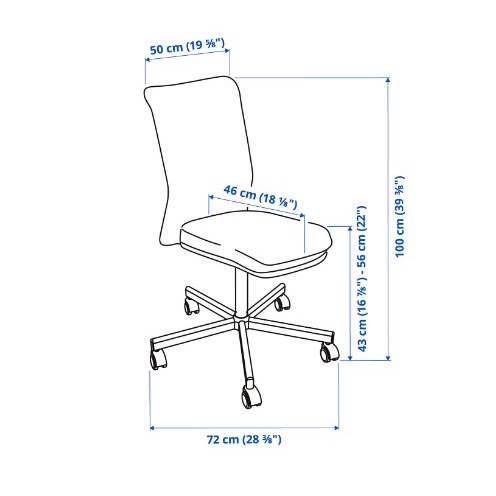 GHẾ XOAY VĂN PHÒNG TOBERGET IKEA - ĐEN