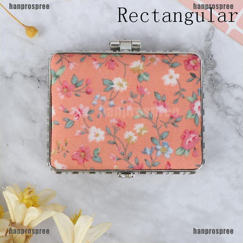 Gương Trang Điểm Mini Bỏ Túi In Hoa Kiểu Vintage Dễ Thương