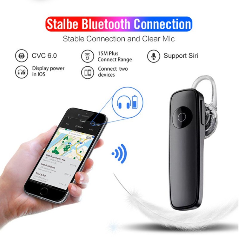 Tai Nghe Không Dây M165 Kết Nối Bluetooth 4.1 Chống Ồn Kèm Mic Dành Cho Điện Thoại