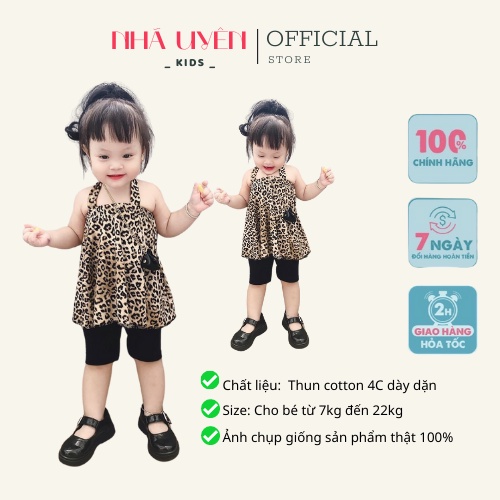 Set Áo Yếm Xòe Quần Thun Ngố Họa Tiết Da Beo Hàng Thiết Kế Đủ Size Cho Bé Hàng Thiết Kế Shop Nhã Uyên Kids