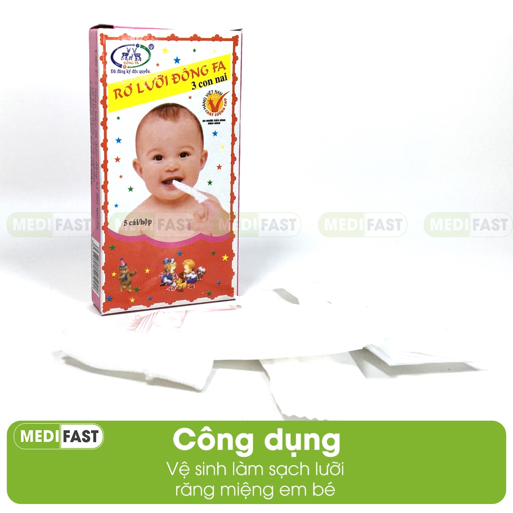 Gạc rơ lưỡi Đông FA Combo 10 hộp - an toàn - giúp vệ sinh miệng cho bé - rơ lưỡi đông fa 3 con nai