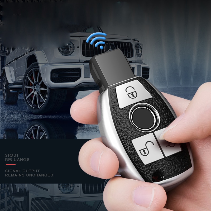 Vỏ da PU + TPU bảo vệ chìa khóa điều khiển từ xa thông minh cho Mercedes Benz W203 W204 W211 CLK C180 E200 AMG C E S