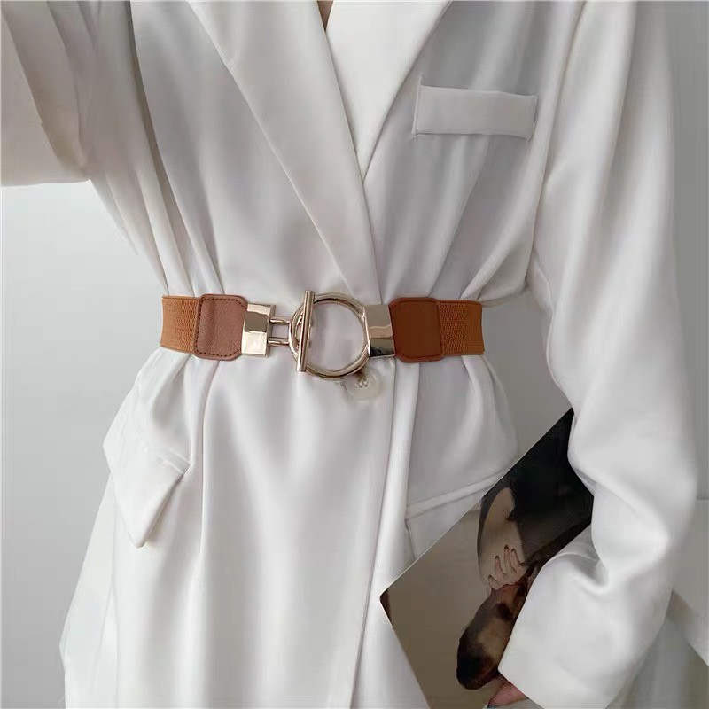 Đai váy KHÓA TRÒN co giãn chiều rộng 4cm Thắt lưng áo bản to Yams Closet
