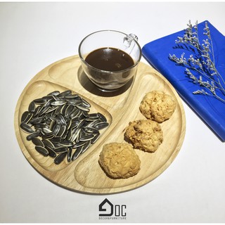 Khay gỗ hình tròn 3 ngăn - khay17