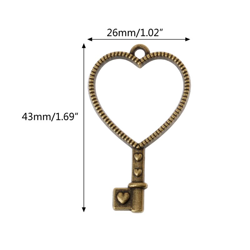 Bộ 10 Khung Kim Loại Hình Trái Tim / Chìa Khóa / Hoa UV Resin Làm Vòng Tay / Vòng cổ Thủ Công DIY