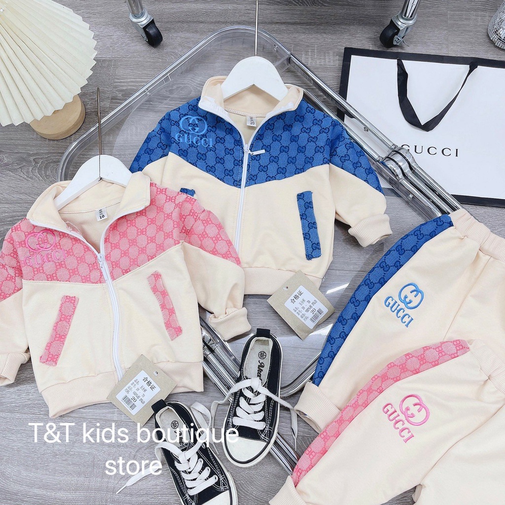 Bộ Nỉ Da Cá Thu Đông Gucci cho bé trai và bé gái từ 1-5 tuổi Bishop_kid