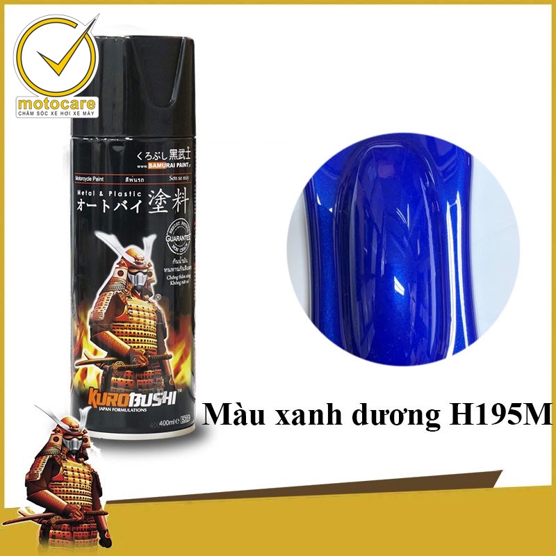 Chai sơn xịt sơn xe máy Samurai H195M màu xanh dương Honda màu siêu đẹp bền