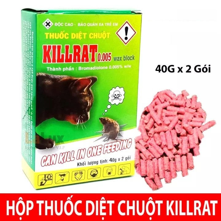 1 HỘP Thuốc Diệt Chuột KILLRAT (hộp 2 gói 40g)