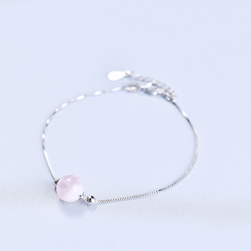 Strawberry Natural Crystal Women's Bracelet Single Circle Peach Blossom Bead Transfer Jewelry Simple Crystal Jewelry