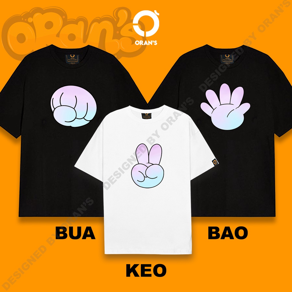 Áo gia đình in hình kéo búa lá màu đen trắng nam nữ tay lỡ Oversize chất COTTON 4C, FULLBOX ORANS TEE - ORAN'S