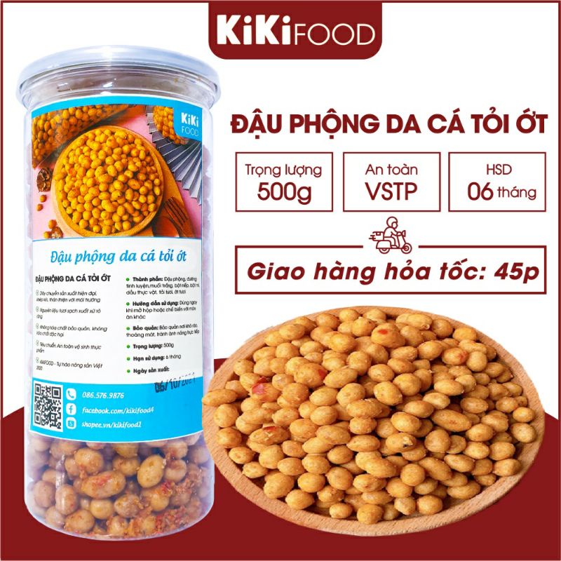 Đậu phộng da cá tỏi ớt 500G KIKIFOOD vừa ngon vừa rẻ, đồ ăn vặt Việt Nam an toàn vệ sinh thực phẩm