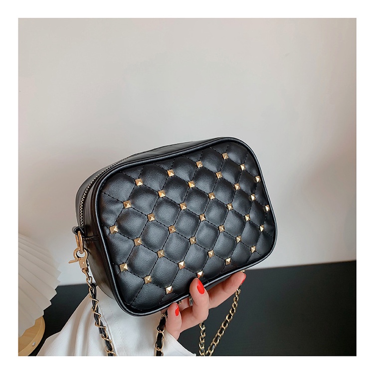 JASMIN NOIR Túi Đeo Chéo Chần Bông Kẻ Sọc Đính Đinh Tán Cho Nữ