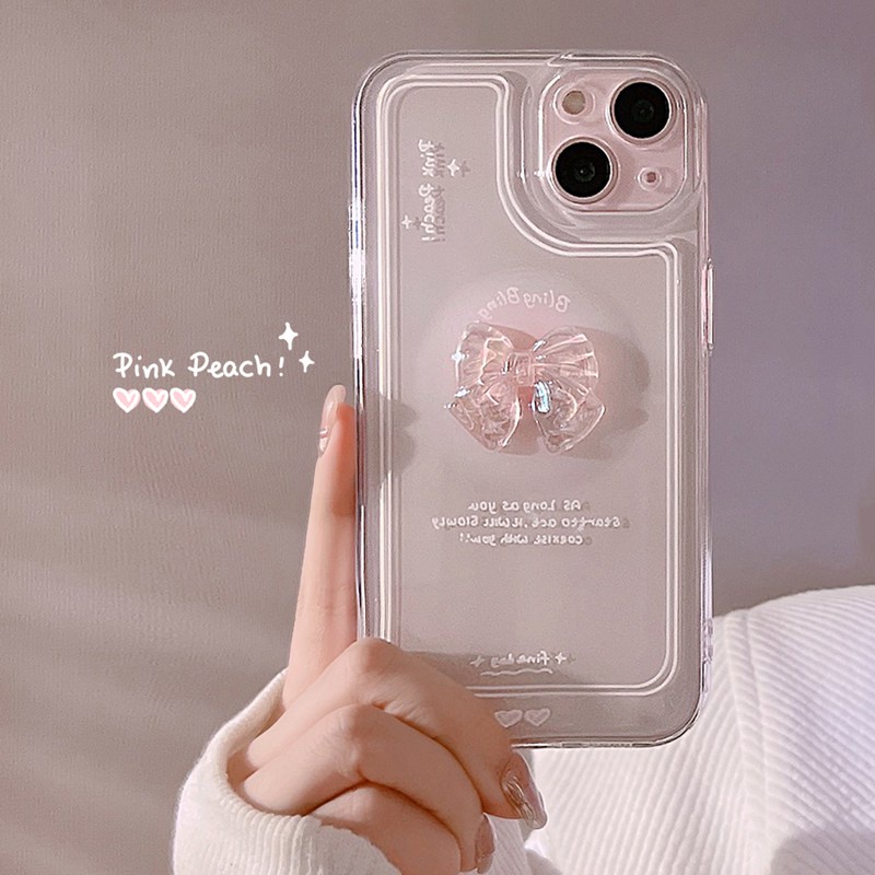 Ốp Điện Thoại Silicone Mềm Trong Suốt Họa Tiết Nơ Cho IPhone 7 8 Plus X XR XS Max IPhone 11 Pro Max 12 13 Pro Max SE 2020