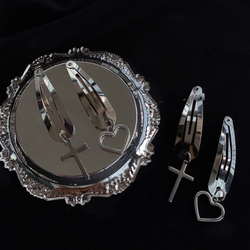 Kẹp Tóc Lõm Chéo Hình Trái Tim Dễ Thương Đơn Giản 19A1094