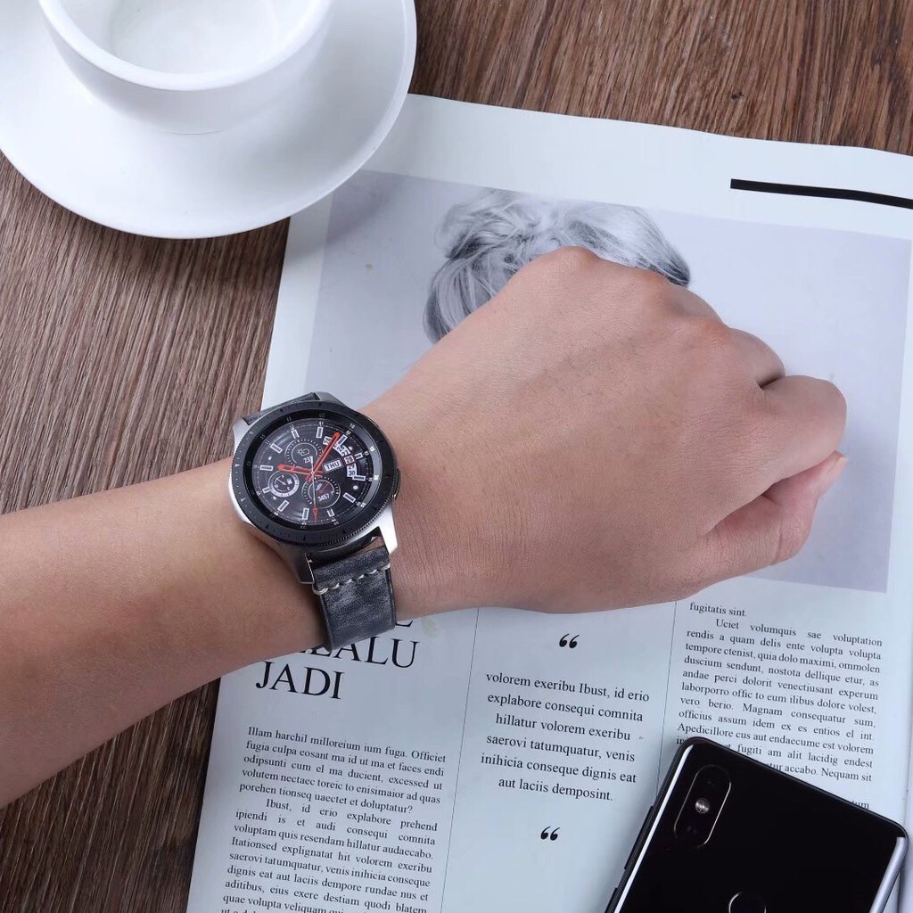 Dây đeo bằng da cho đồng hồ thông minh Samsung Gear S3 Frontier 22mm