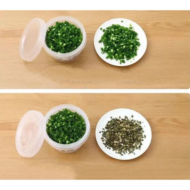 Hộp tròn bảo quản gừng tỏi hành thực phẩm ráo nước trong tủ lạnh nhà bếp tiện lợi