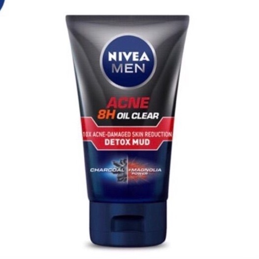 Sữa rửa mặt Nivea Men ACNES 8H OIL CLEAR giúp giảm mụn & hư tổn da Detox Mud 100g ( mẫu mới )