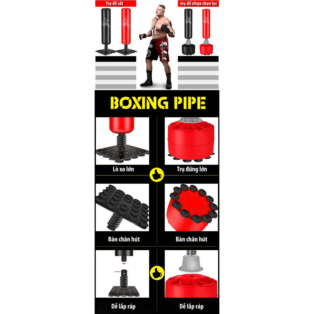 BG Trụ đấm đá Boxing Pile Red/Black