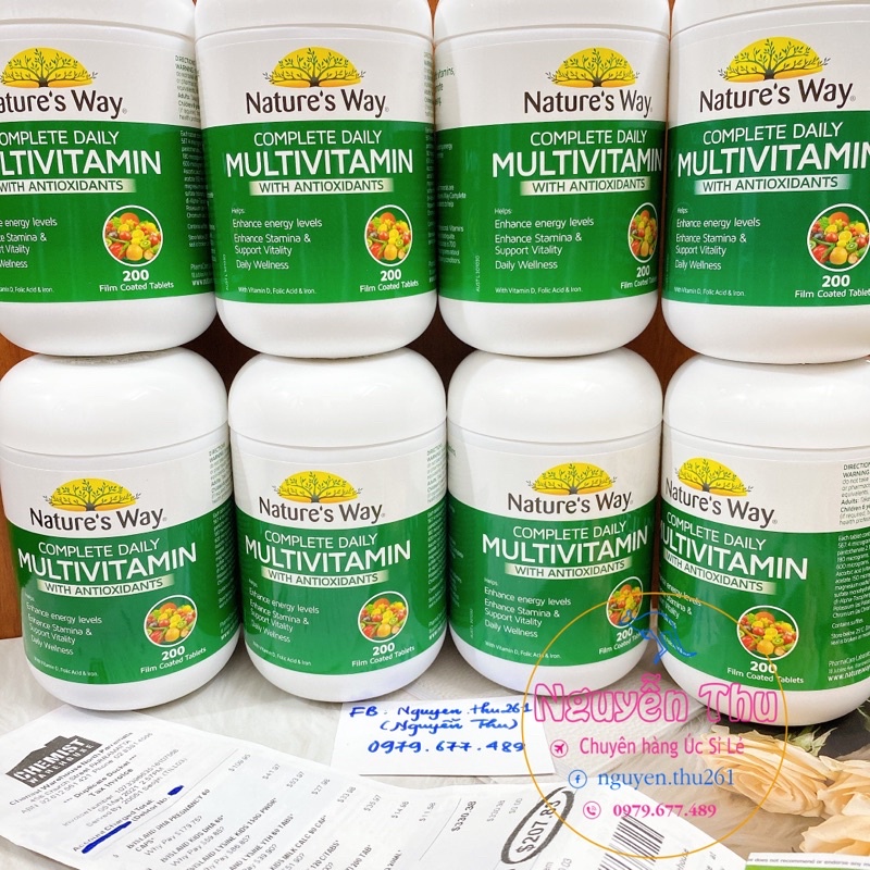 Vitamin tổng hợp hàng ngày natures way - multivitamin complete daily spirulina nature’s way úc, lọ 200 viên