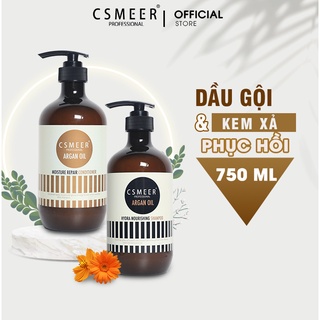 Combo gội – dầu xả phục hồi tóc khô xơ Csmeer Argan Oil 750ml