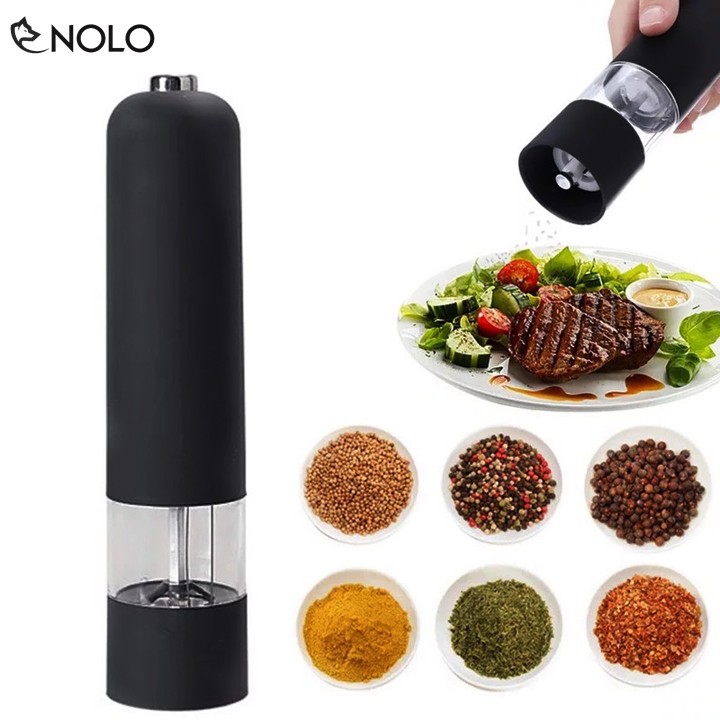 Máy Xay Tiêu, Gia Vị Pepper Muller Chất Liệu Hợp Kim Inox 304 Không Gỉ Dùng 4 Pin AA