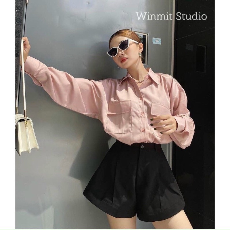 Quần short nữ cạp cao ống loe- quần đùi nữ ống rộng thời trang ( ảnh thật)