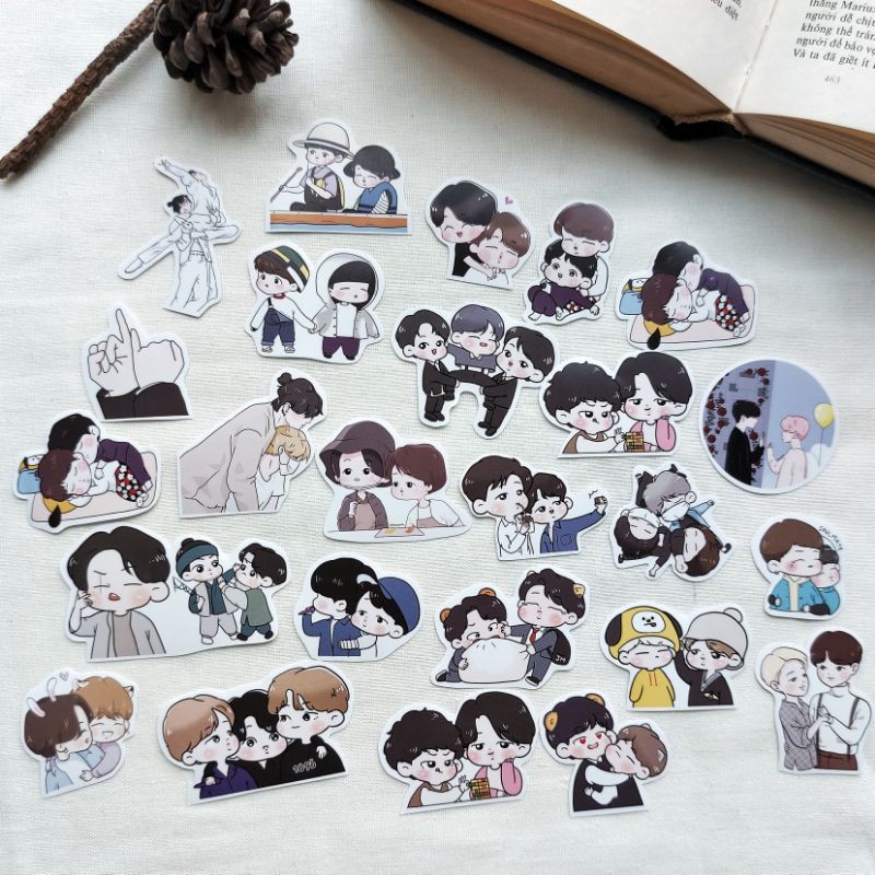 Sticker BTS chibi trang trí sổ tay laptop điện thoại