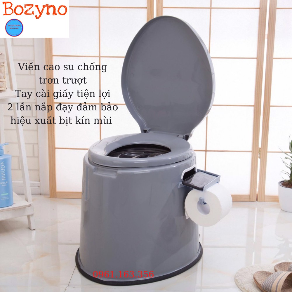 Bô vệ sinh cho người già, ghế ngồi vệ sinh cao 40cm có tay cài giấy , dải cao su chống trơn trượt