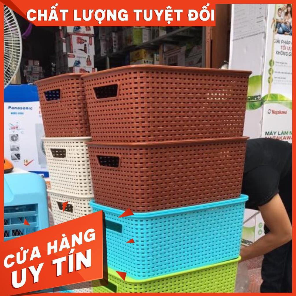 ( RẺ VÔ ĐỊCH)( Com bo 2) size L giỏ nhựa đựng đồ kiểu Hàn Quốc có nắp