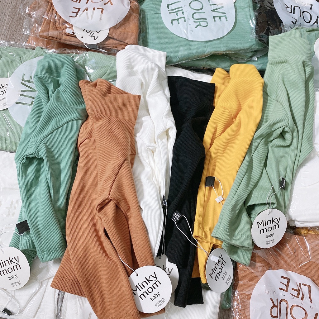Áo len tăm, len gân Minky Mom bé trai bé gái cổ 3 phân giữ nhiệt cực đẹp