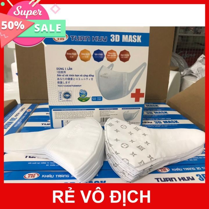 KHẨU TRANG Y TẾ 3D MAKS😻hộp 50 cái của TUẤN HUY😻Ngăn ngừa khói bụi  và phòng chống dịch bệnh.chuyên gia bảo vệ sức khỏe