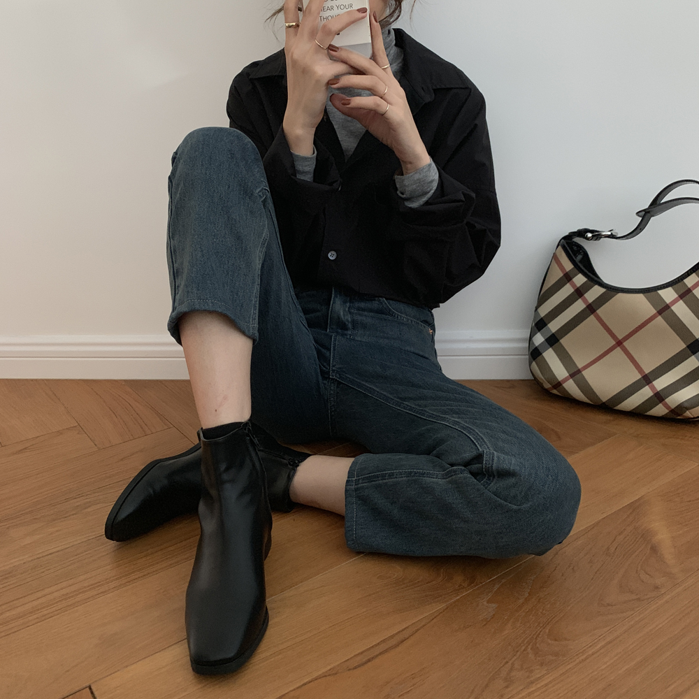 Korean style solid color long sleeve shirt