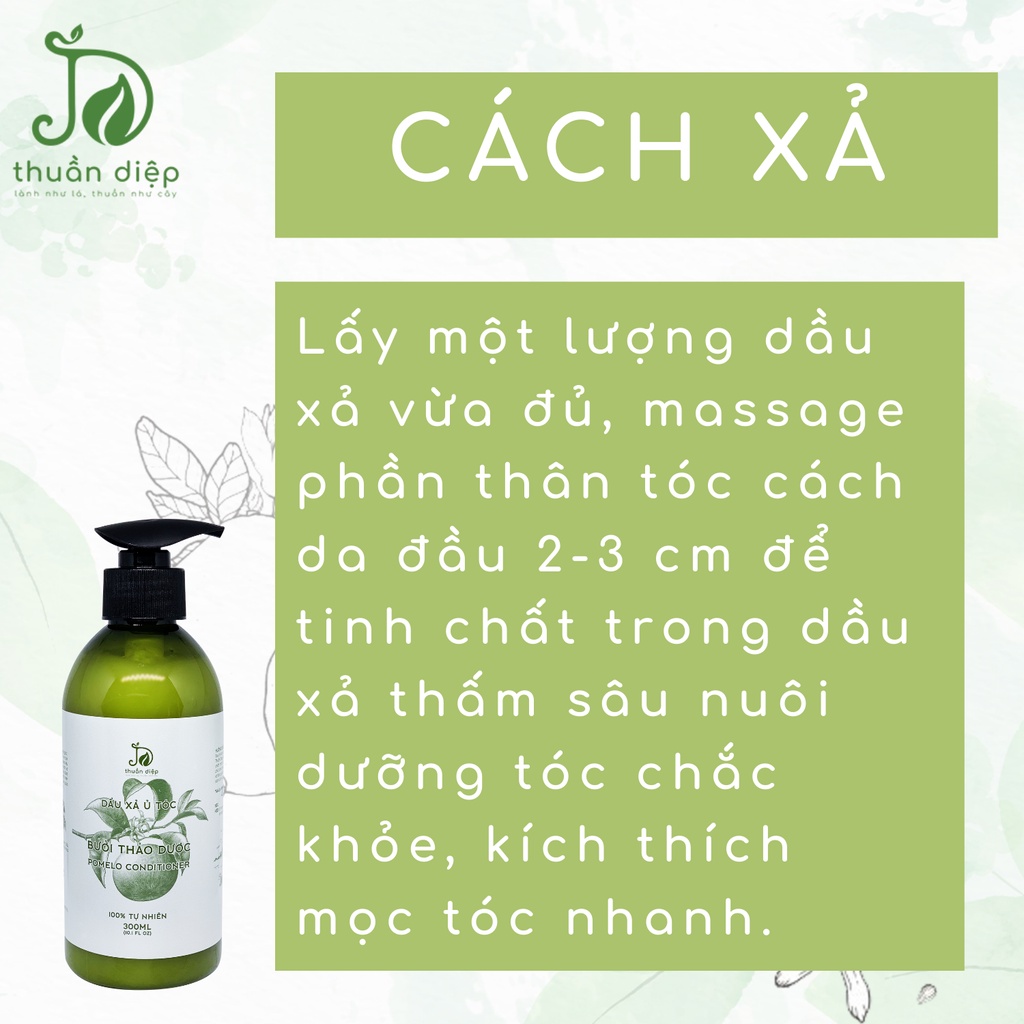 Combo dầu gội dầu xả bưởi mọc tóc nhanh, giảm rụng tóc, tóc chắc khỏe suôn mượt handmade Thuần Diệp