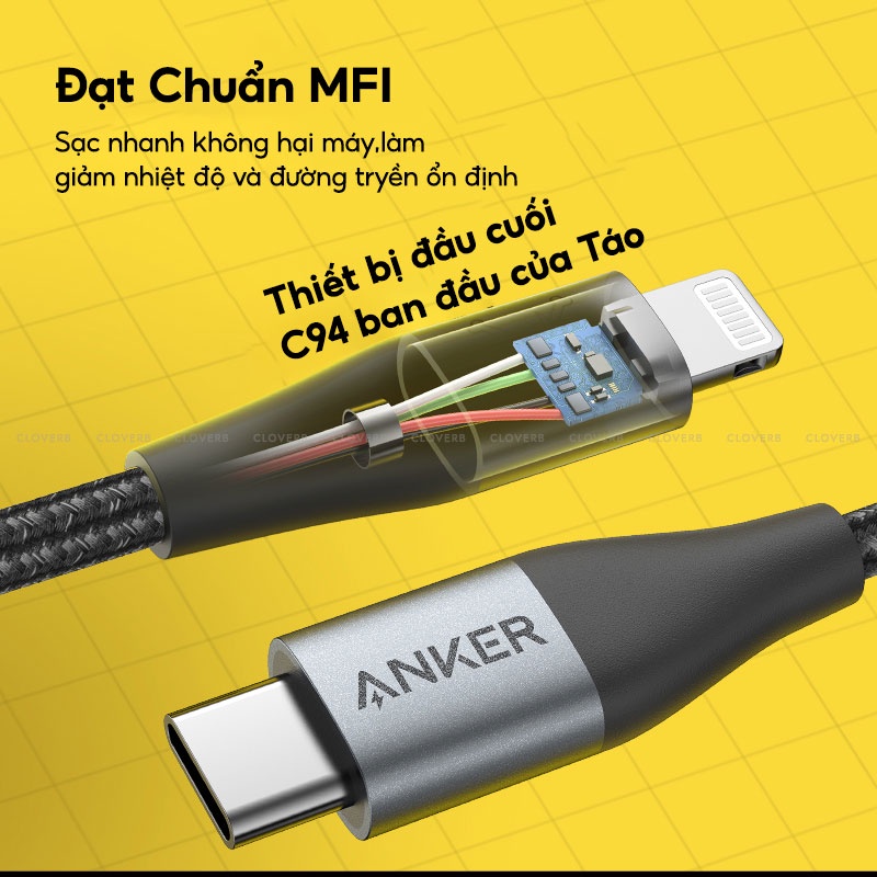 Dây Sạc Nhanh Anker Powerline+ II A9540 Phiên Bản One Piece Dây Bện Nylon Chống Đứt Gãy Cho Ip13 Pro Max Cloverb
