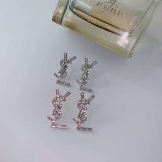 Bông Tai YSL Đá Màu Bạc