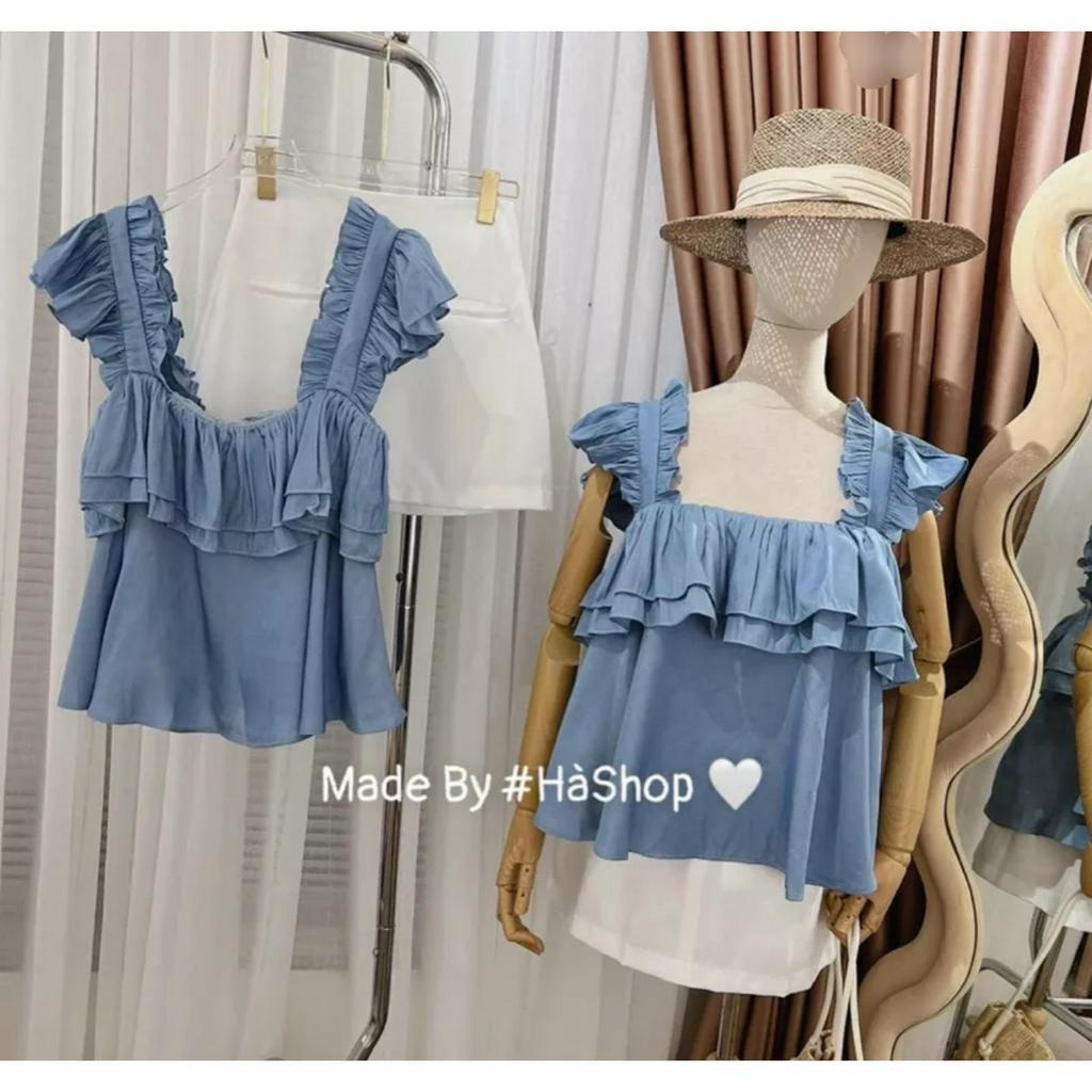 Áo nữ bèo bèo hai dây bản to hai tầng lyie