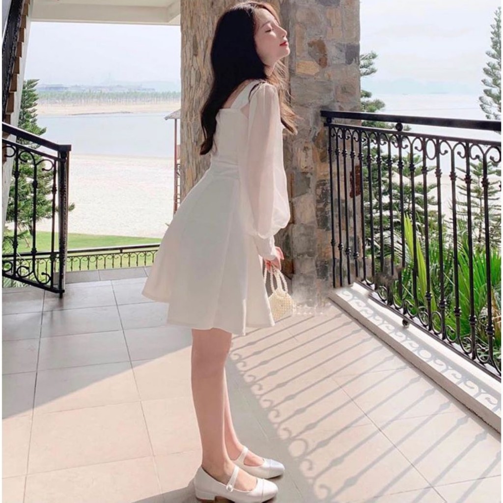 Đầm trắng xòe tay phồng dễ thương Babe Dress | BigBuy360 - bigbuy360.vn