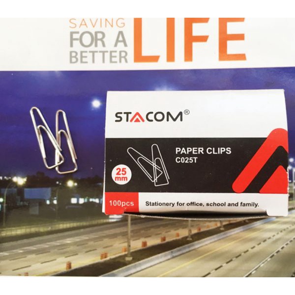 ( 10 Hộp ) Kẹp Giấy Tam Giác Stacom 25mm C025T ( 1 Hộp 100 Cái ) Camshop
