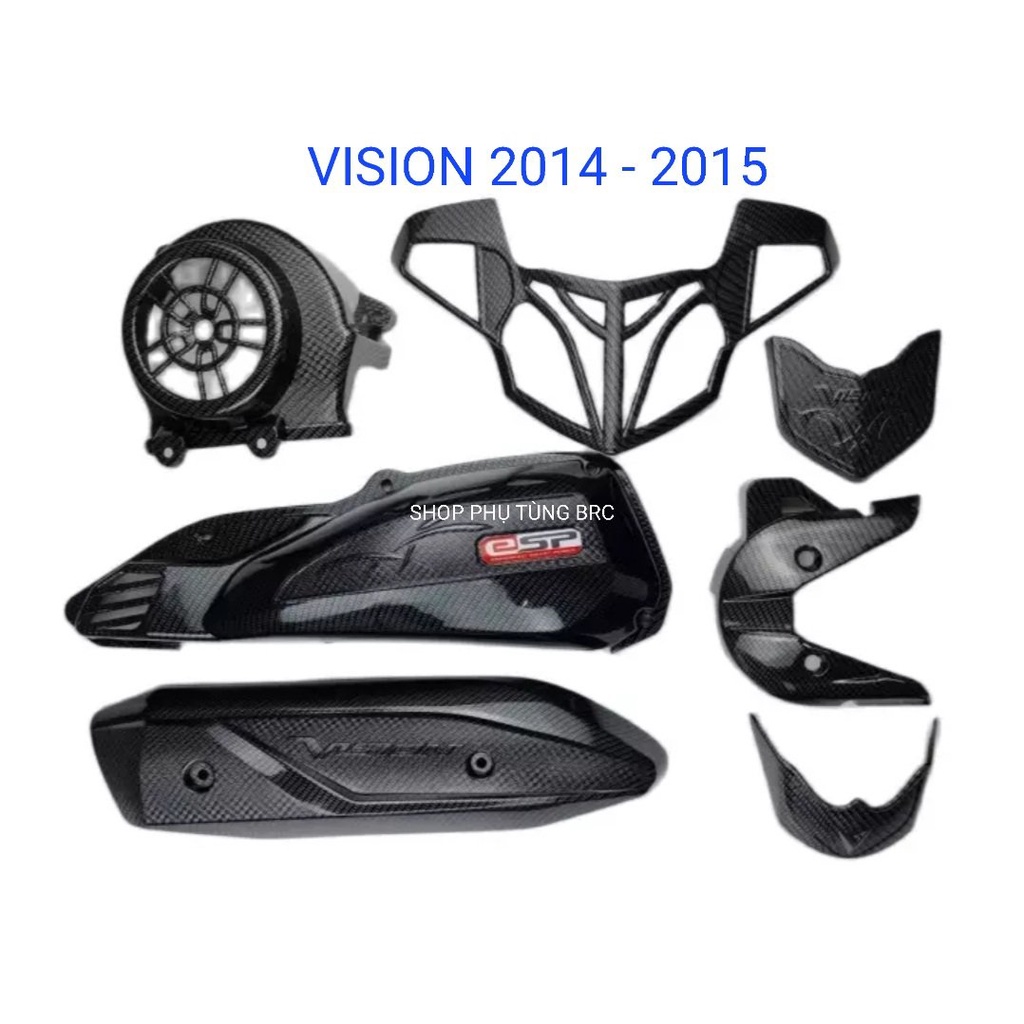 Combo 7 món ốp phủ cacbon trang trí xe VISION 2014 - 2019
