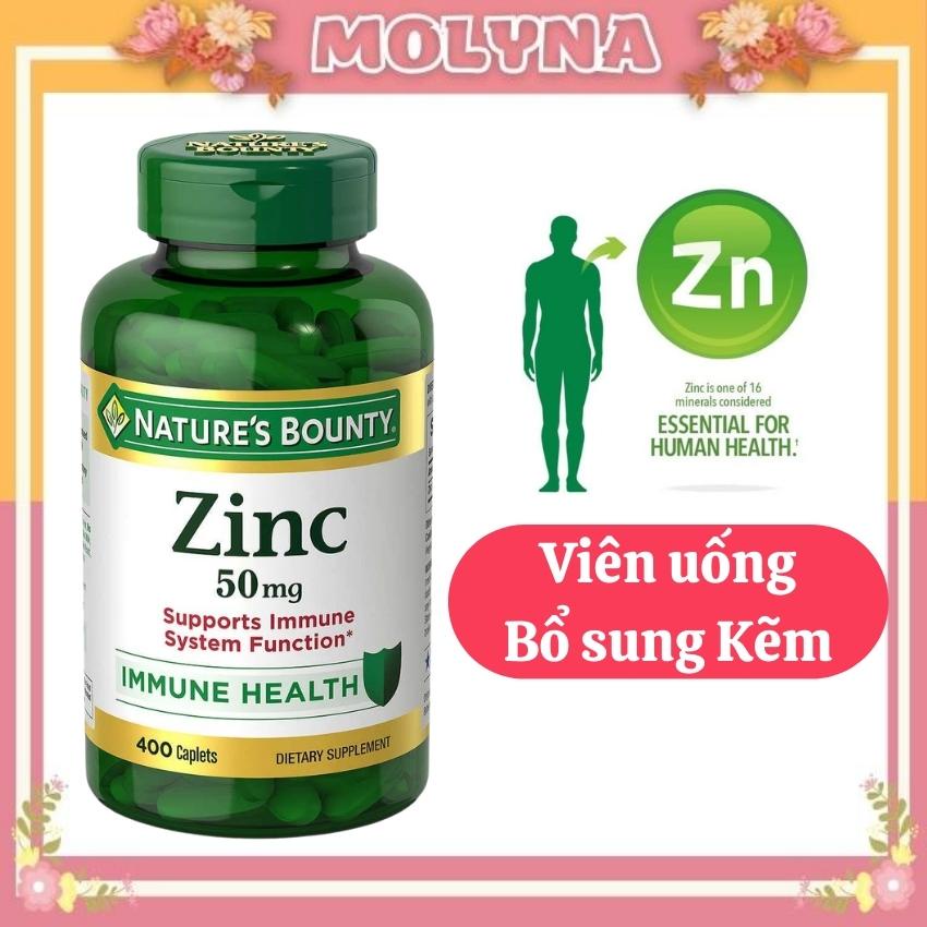 Viên uống Kẽm Zinc Nature’s Bounty 50mg bổ sung kẽm tăng cường hệ miễn dịch cho cơ thể hộp 400 viên MOLYNA